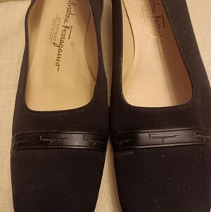 Salvatore Ferragamo Black Leather Trim Size 8.5